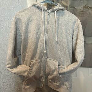 Hollister Men's Light Gray Zip-Up Sweater